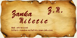 Žanka Miletić vizit kartica